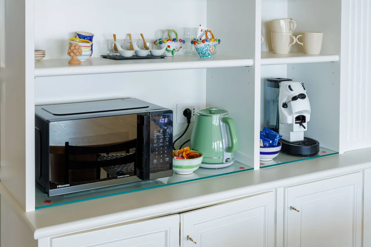 the kitchen at Casa Awaya, with its marble surface